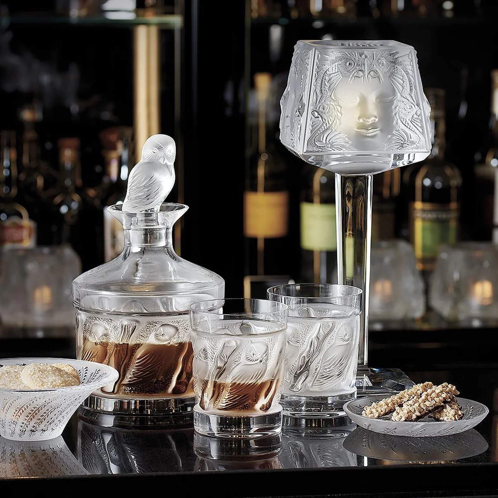 Lalique Owl Old Fashion Tumblers - Set of 2 - Image 2