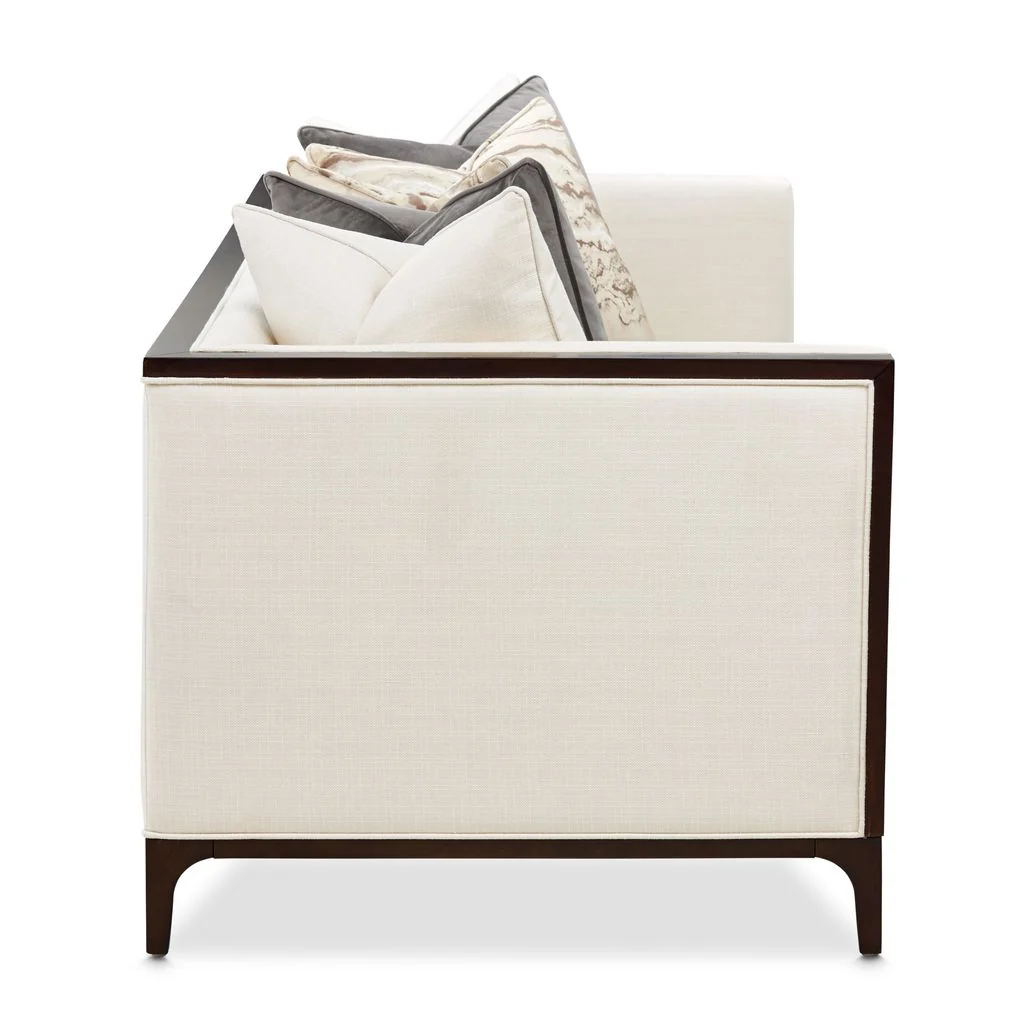 Michael Amini Belmont Place Sofa - Cream/Espresso - Image 9
