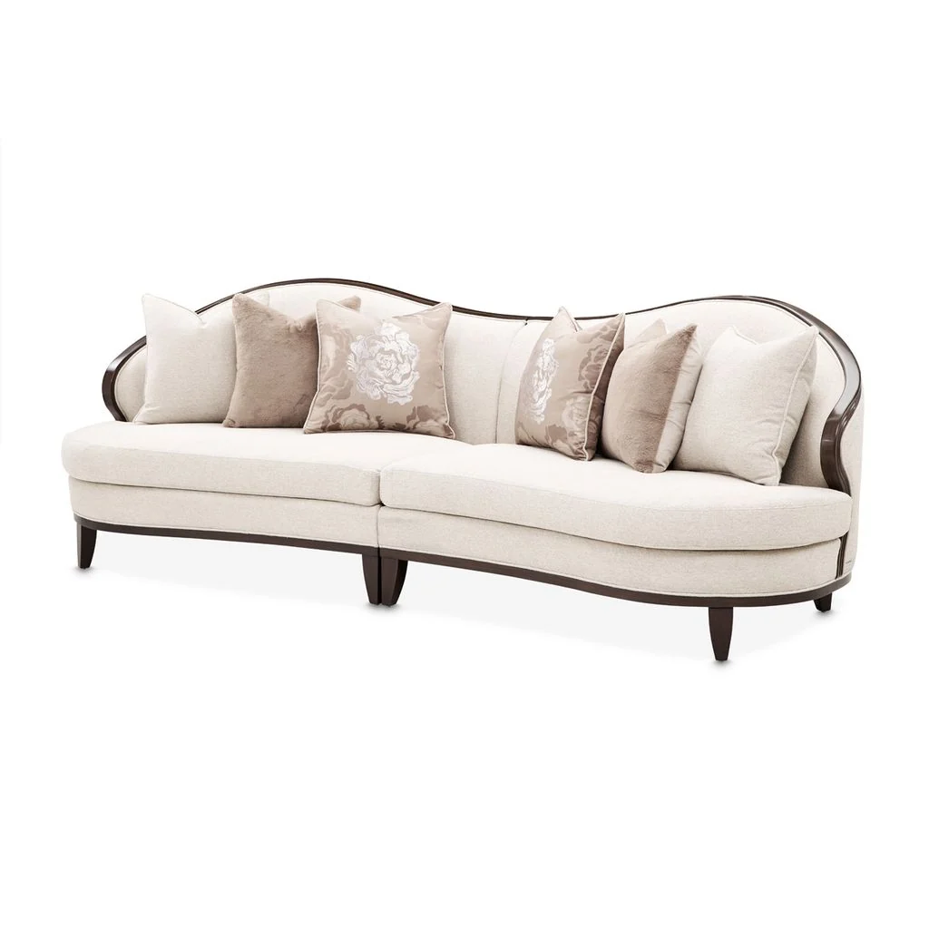 Michael Amini Camellia Field 3-Piece Chenille Sofa - Linen/Warm Pecan - Image 5