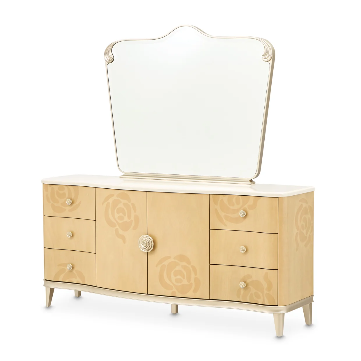 Michael Amini Camellia Field Dresser with Mirror