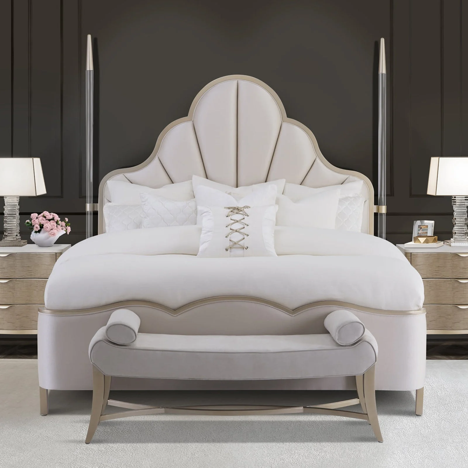 Michael Amini Malibu Crest Scalloped Poster Bed - Image 2