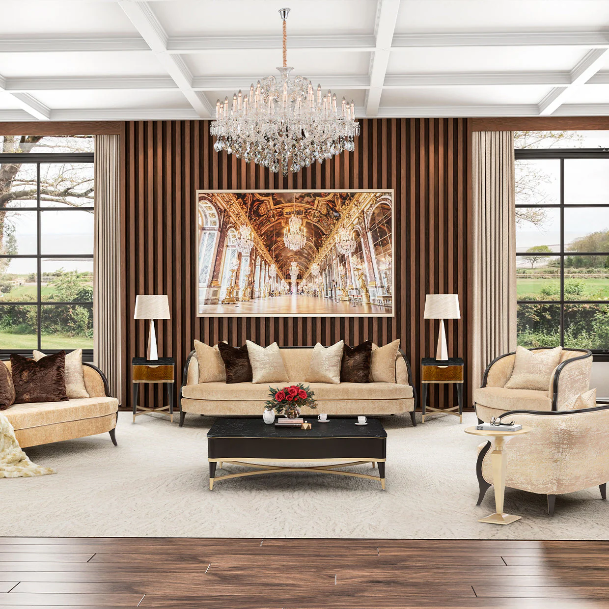 Michael Amini Malibu Crest Crotch Mahogany Sofa - Image 3
