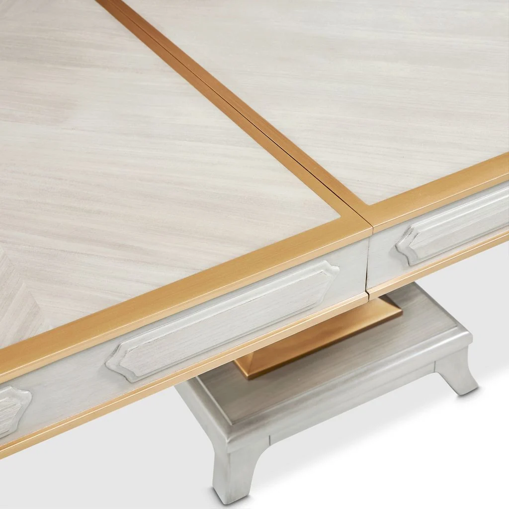 Michael Amini St. Charles Double Pedestal Dining Table -  Dove Gray - Image 10