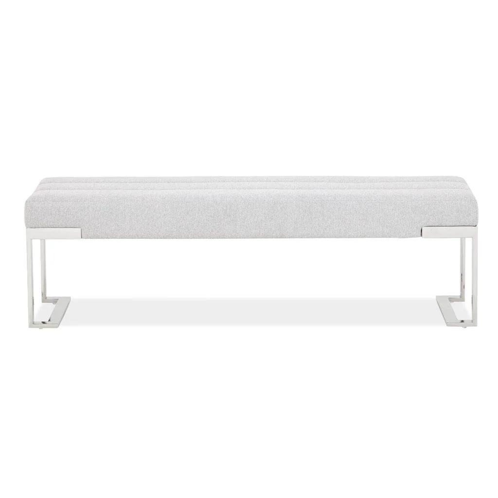 Michael Amini Tulip Accent Bench - Gray/Chrome - Image 3