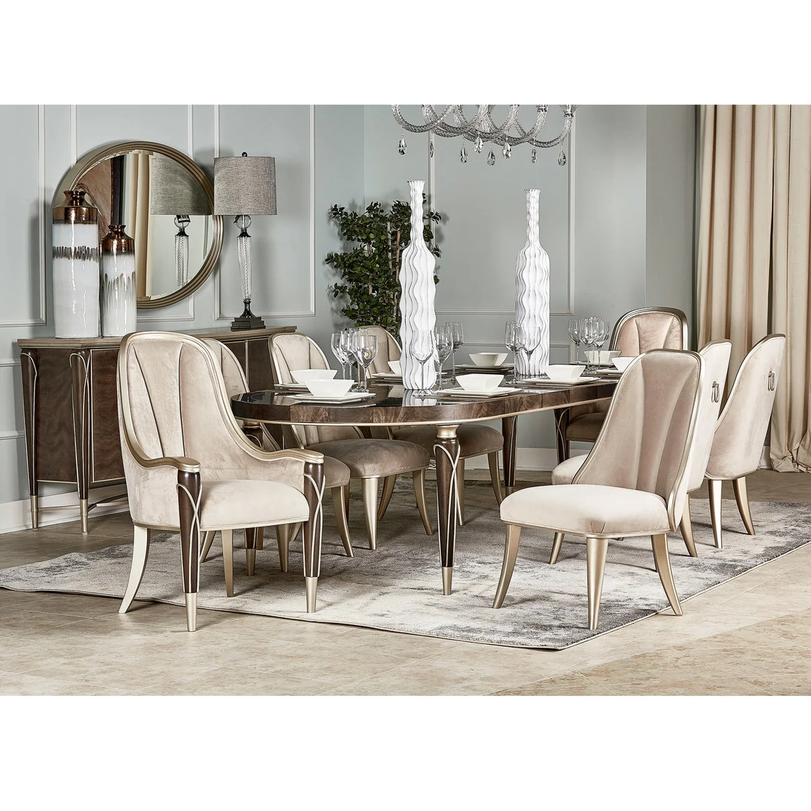 Michael Amini Villa Cherie Hazelnut Dining Side Chair - Set of 2 - Image 3