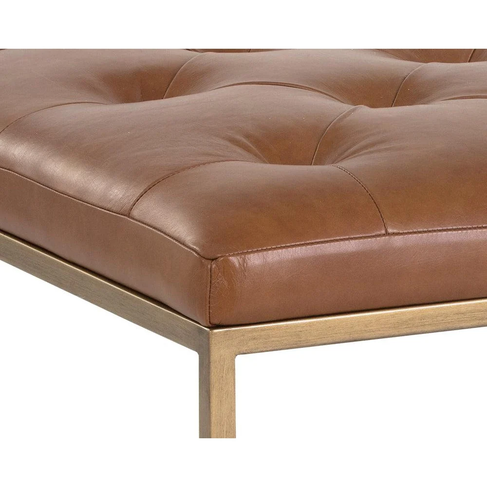 Sunpan Camel Leather Endall Ottoman - Image 7