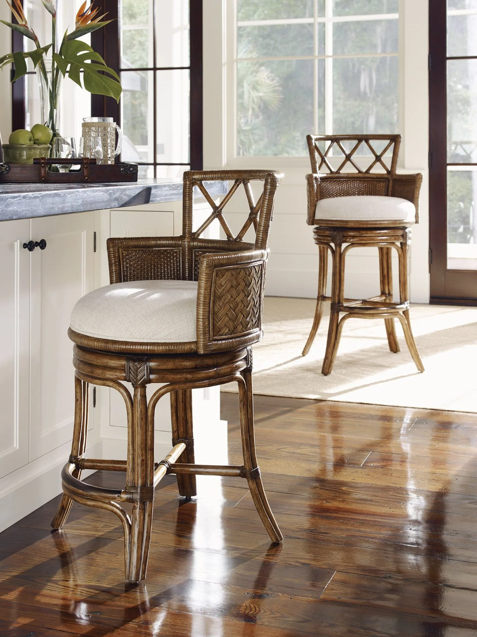 Tommy Bahama Home Bali Hai Kamala Bay Swivel Bar Stool As Shown - Image 2