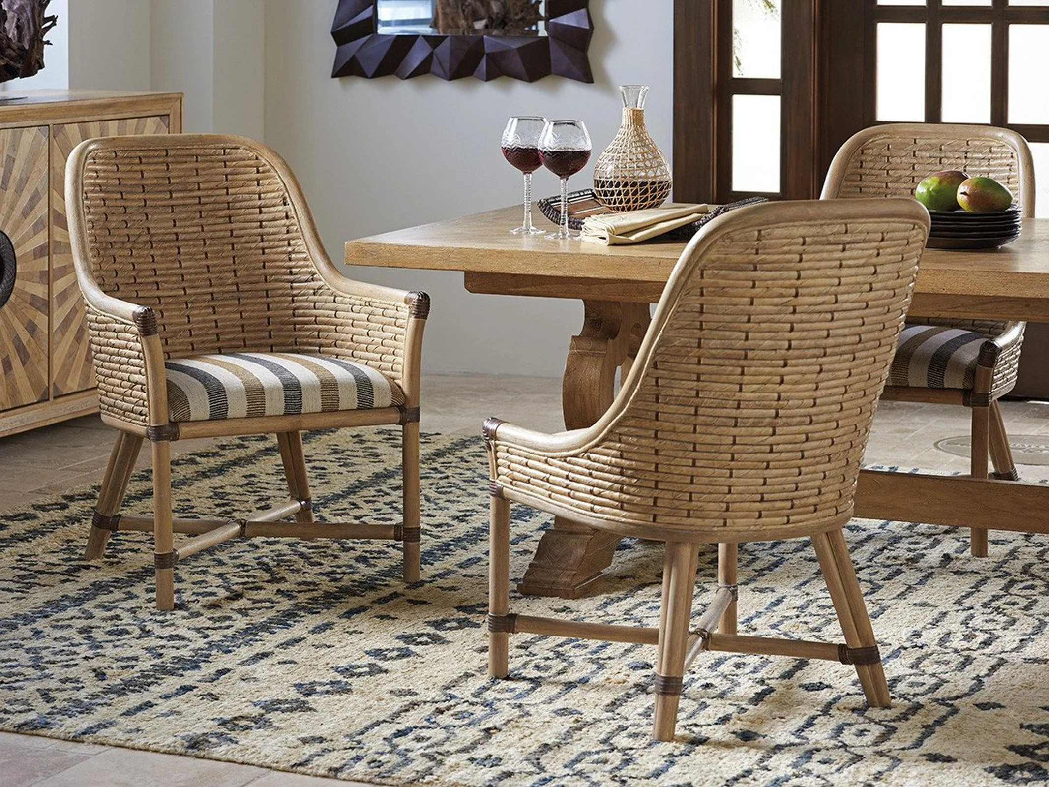 Tommy Bahama Home Los Altos Keeling Woven Arm Chair Customizable - Image 8
